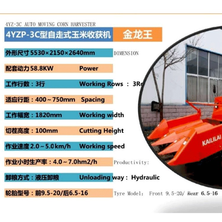 现货批发自走式玉米联合收割机 两行三行全自动米联合收割机图5