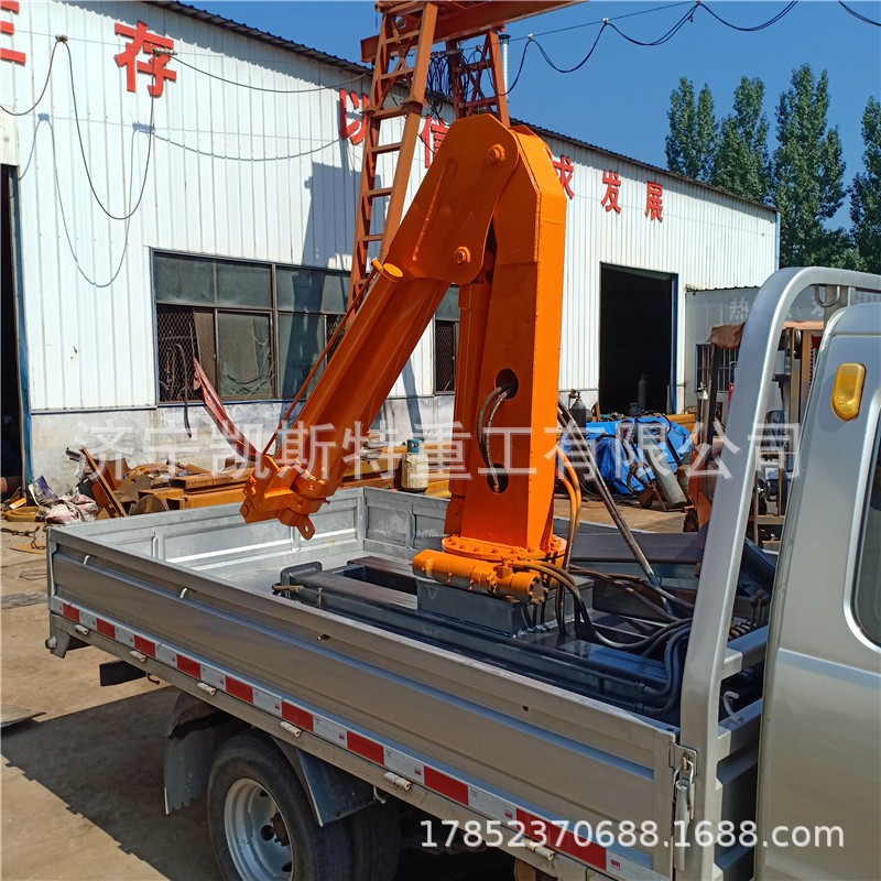 厂家供应1吨2吨轻卡随车吊车 小型液压折叠吊机家用车载折臂吊机图4