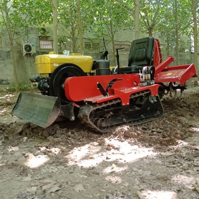 果园柴油农用微耕机大棚苗圃座驾式旋耕机水旱两用履带式微耕机