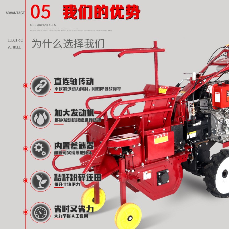 小型玉米收割机家用柴油手推单行垄新收获机扒皮手扶多功能一体机图3