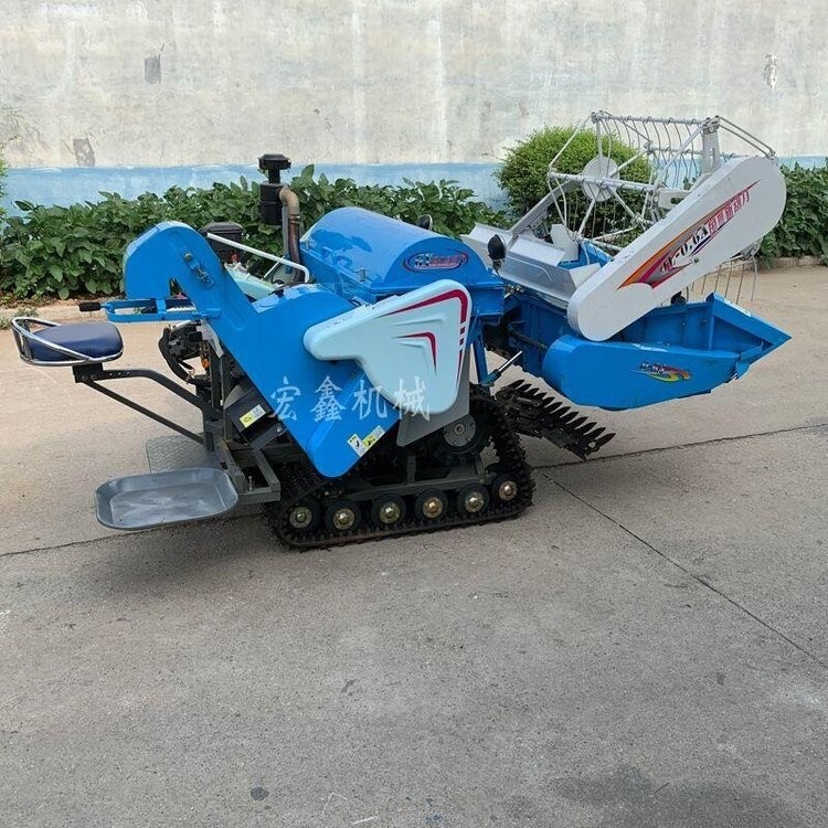 柴油16马力履带式小型水稻脱粒收割机 麦子收割脱粒装袋机 自走式小麦水稻收割机图4