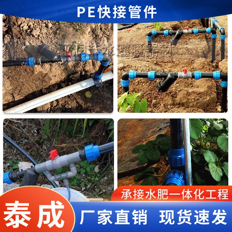 农业浇灌滴灌pe快速接头 蓝帽快插接头外丝螺母 pe管快接管件三通图5