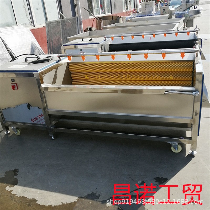 南瓜土豆滚动式毛辊清洗机 甘蔗去泥沙去灰尘清洗设备 昌诺工贸图2