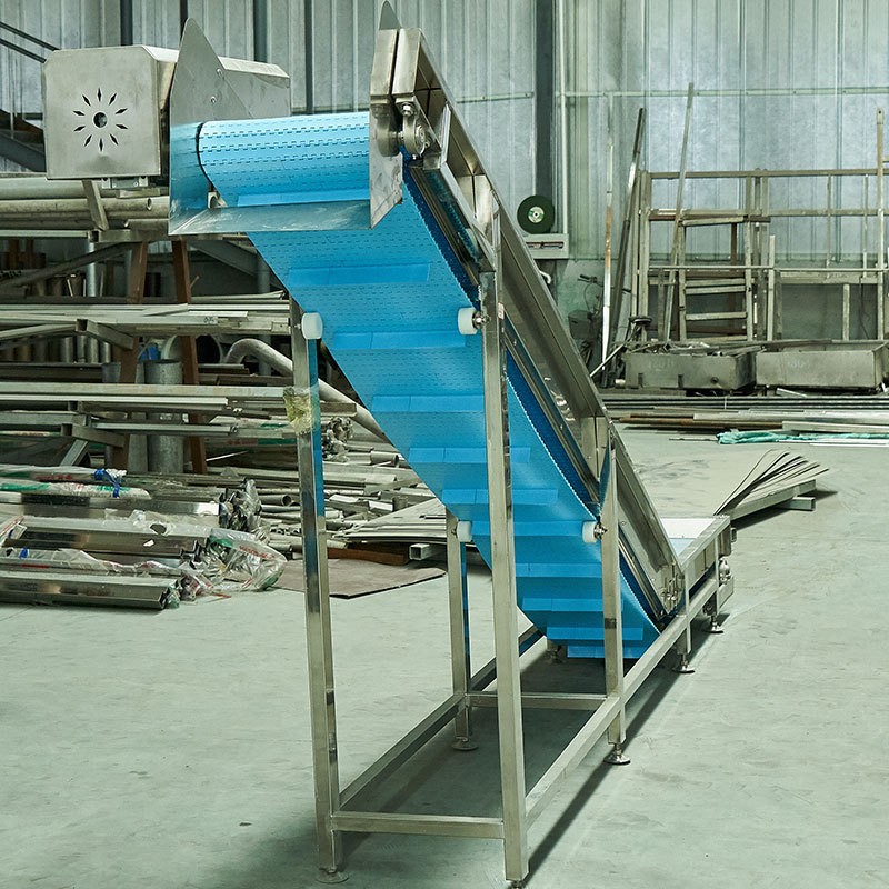 食品输送提升机 小型斜坡传送机 不锈钢提升机 流水线鳞板输送机图2