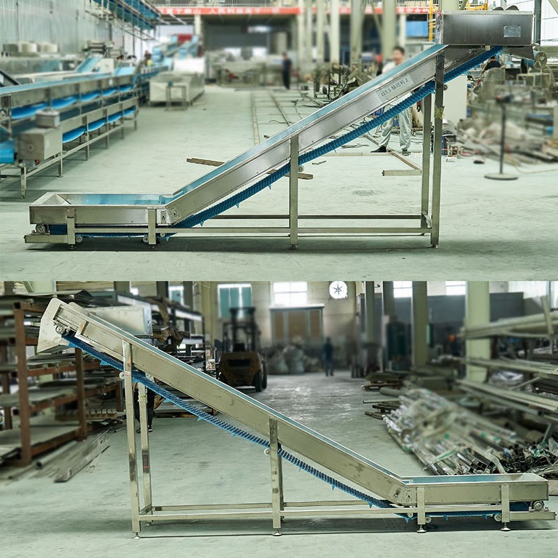 食品输送提升机 小型斜坡传送机 不锈钢提升机 流水线鳞板输送机图3