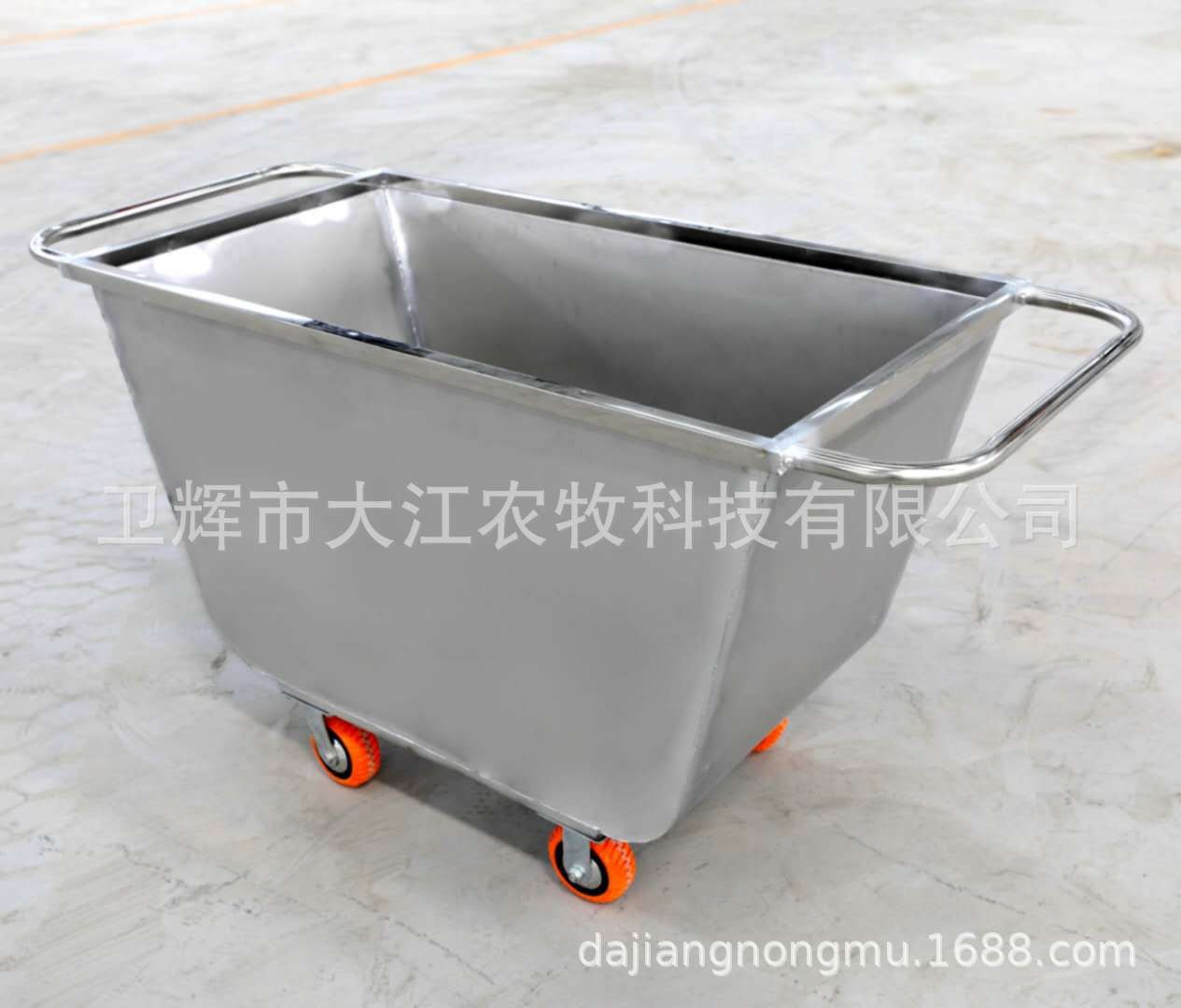 厂家直供不锈钢饲料车散装饲料运输车 养殖猪场拉料手推车图3