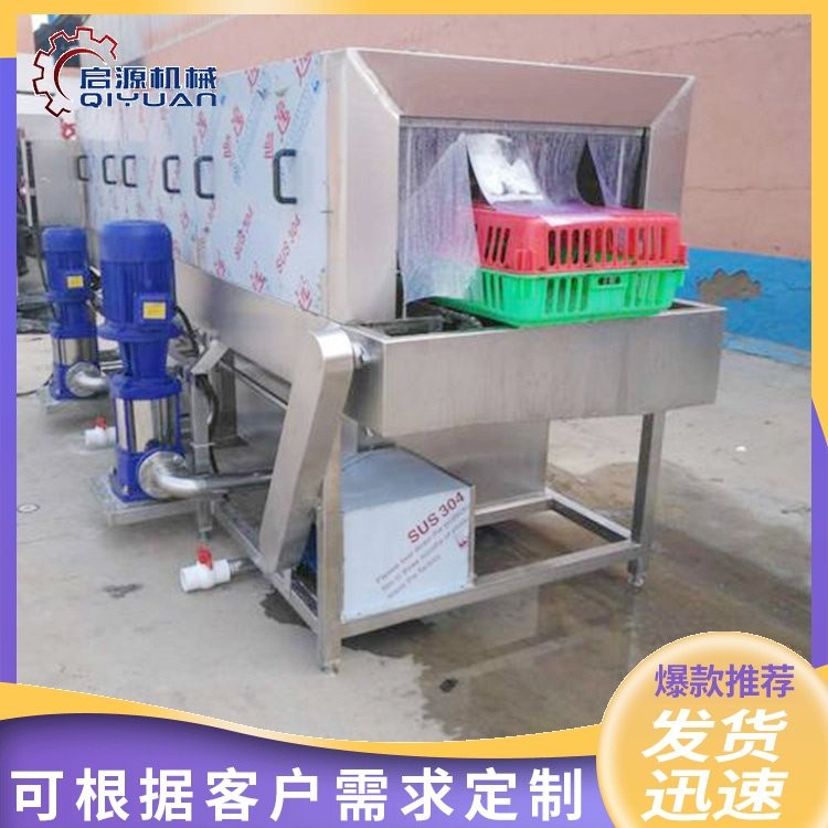 塑料筐清洗机 隧道式海产品洗筐机 食堂保温箱去油去污清洗设备图2