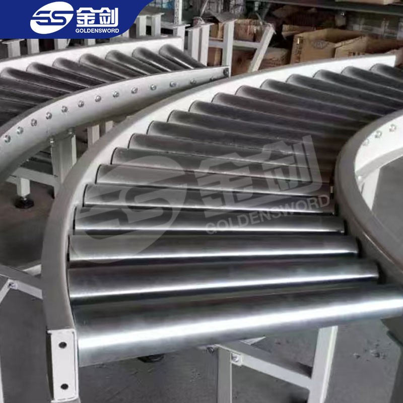 转弯滚筒输送机弯道输送辊筒辊道线90度锥辊装配线运输机图4