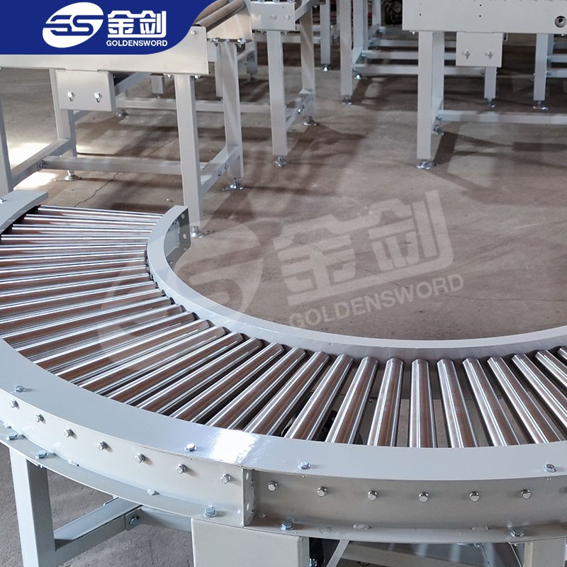 转弯滚筒输送机弯道输送辊筒辊道线90度锥辊装配线运输机图3