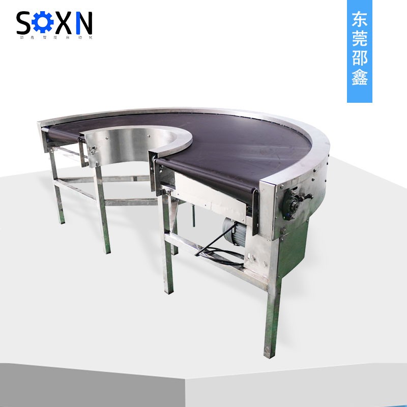 转弯机 180°不锈钢转弯输送机180度拐角输送黑色皮带机图4