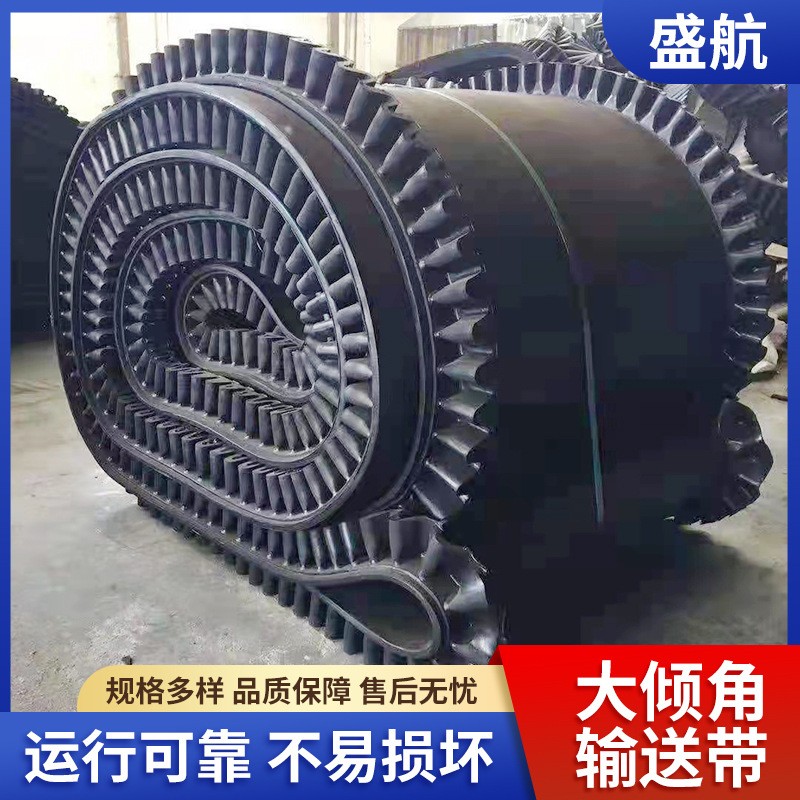 厂家供应大倾角裙边输送带爬坡皮带秤运输带 尼龙花边挡板输送带图2