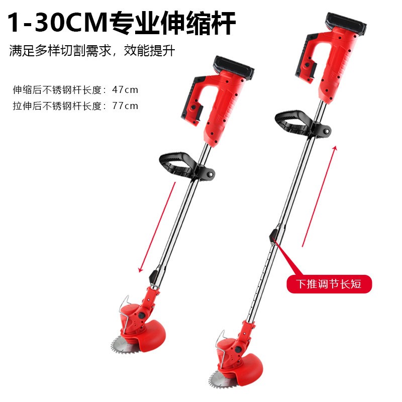 小型锂电打草机电动割草机家用园林修剪割草机手持充电式除草机图2