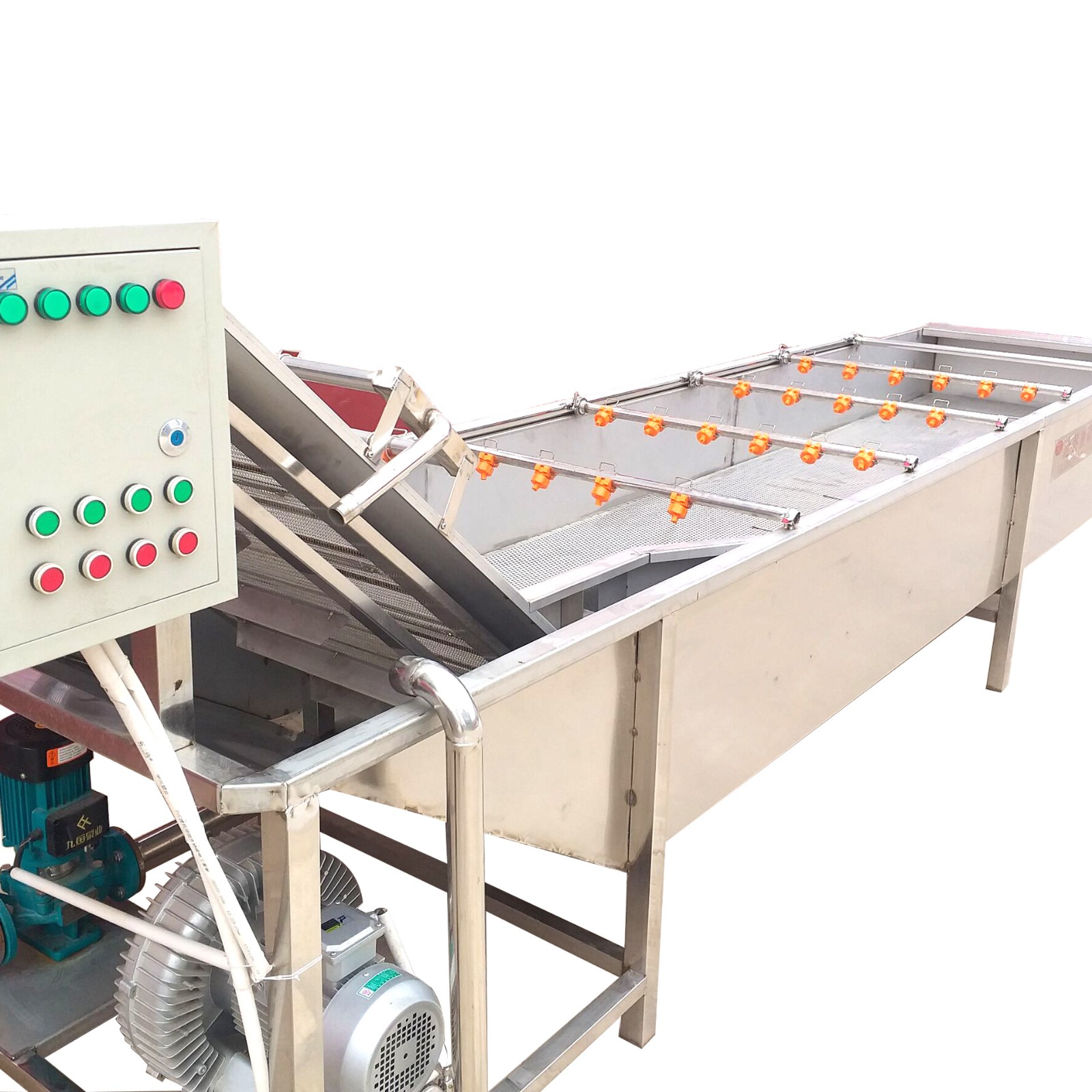 果蔬清洗机 毛辊清洗 气泡喷淋清洗 水浴式巴式杀菌工作流水线图5