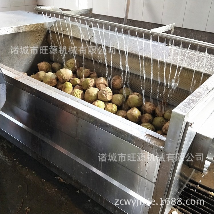 厂家供应U型毛棍清洗辣菜机 土豆清洗机 山药芋头清洗去皮机旺源图3