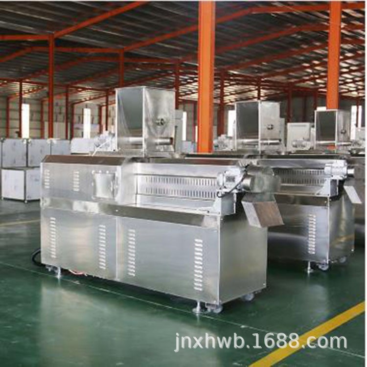 面包糠雪花片生产线 双螺杆膨化机 花生涂层夹心米果挤出机图2