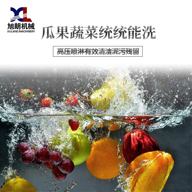 旭朗全自动毛刷清洗机大型脐橙土豆水果蔬菜毛辊果蔬清洗机厂家图2