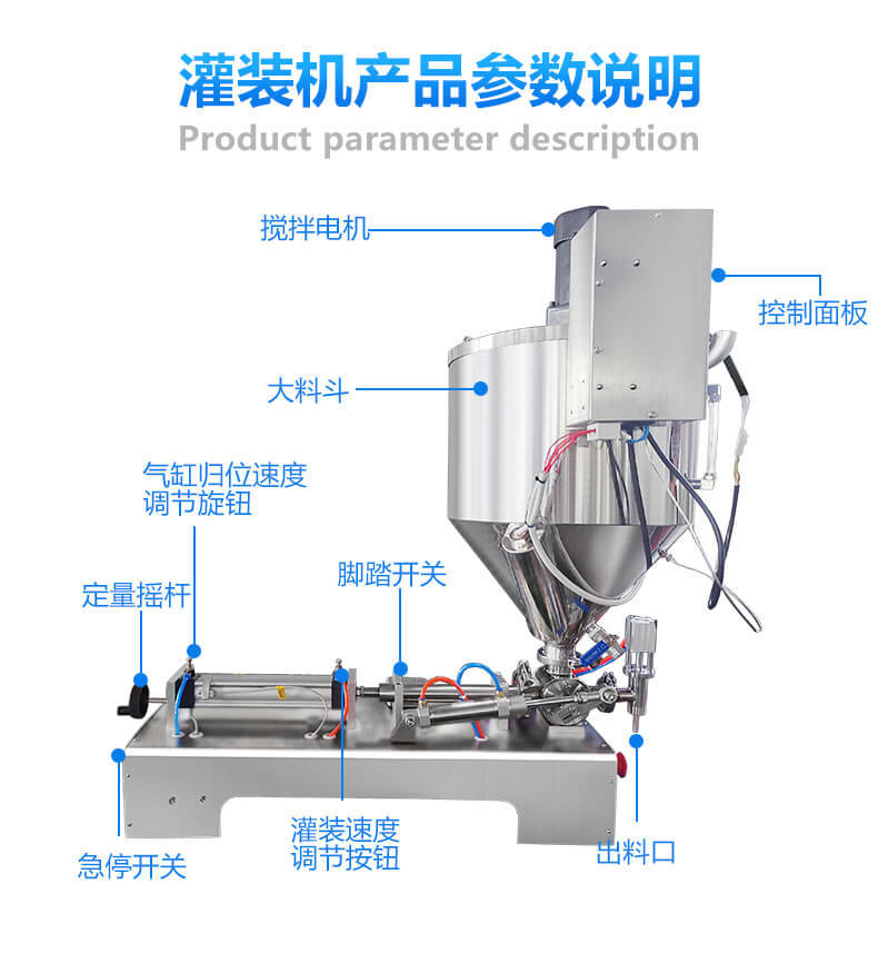 气动带搅拌加热膏体酱类灌装机辣椒酱老干妈灌装机火锅底料灌装机