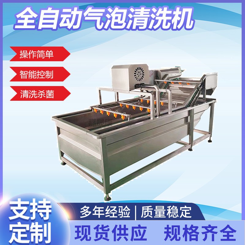 全自动果蔬鼓泡式清洗机不锈钢预制菜清洗设备苹果大姜气泡清洗机