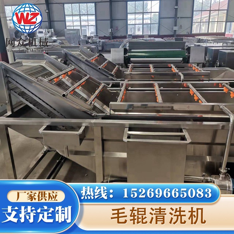 全自动毛刷土豆清洗机 毛辊红薯野菜清洗去皮机 工业大型洗姜机图2