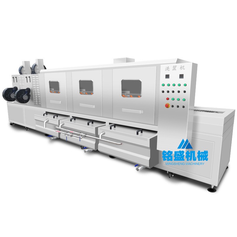 3米食品周转箱清洗机 洗框机去油污筐清洗设备 连续式喷淋洗筐机图5