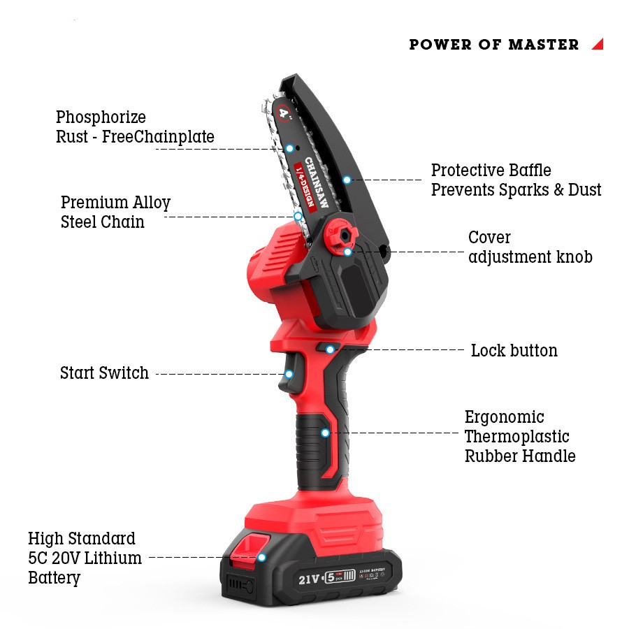 锂电池充电无绳迷你电链锯木工锯单手电动锯原来伐木电链锯图2