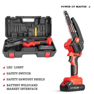 锂电池充电无绳迷你电链锯木工锯单手电动锯原来伐木电链锯