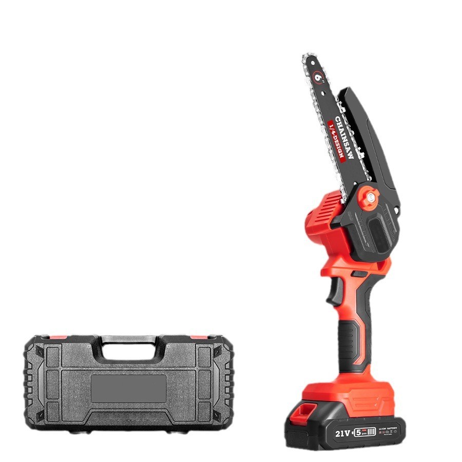 锂电池充电无绳迷你电链锯木工锯单手电动锯原来伐木电链锯图5