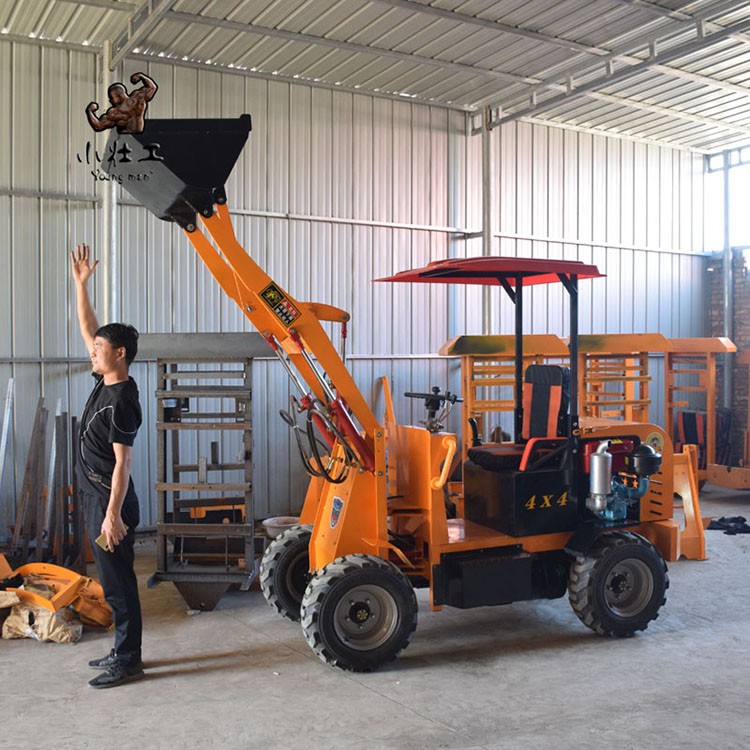小壮工四驱铲车装载机 工地多功能推土机 家用柴油动力小铲车C18图5
