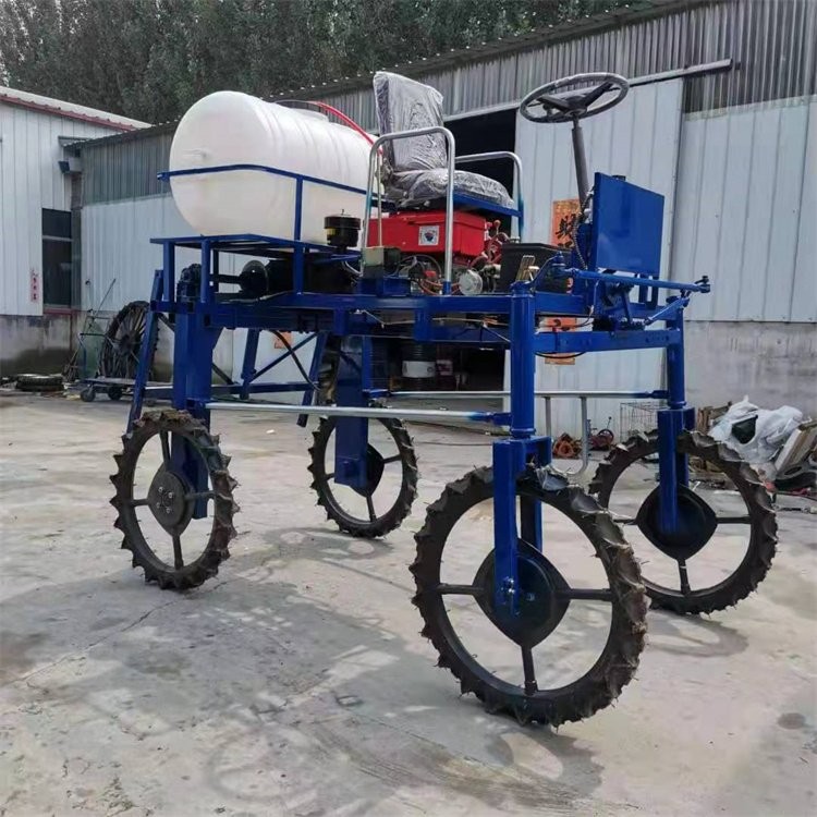 液压升降麦田除草灭虫喷雾机农作物高杆喷药车 柴油风冷四轮打药机
