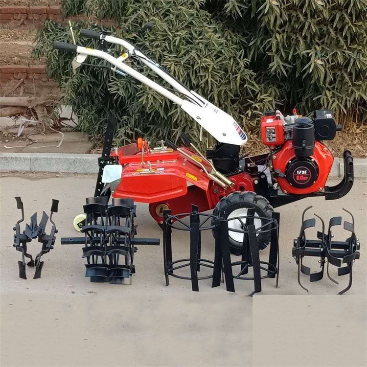 手推柴油四驱直连旋耕开沟机 风冷192型四驱后旋开沟犁地旋耕机图2