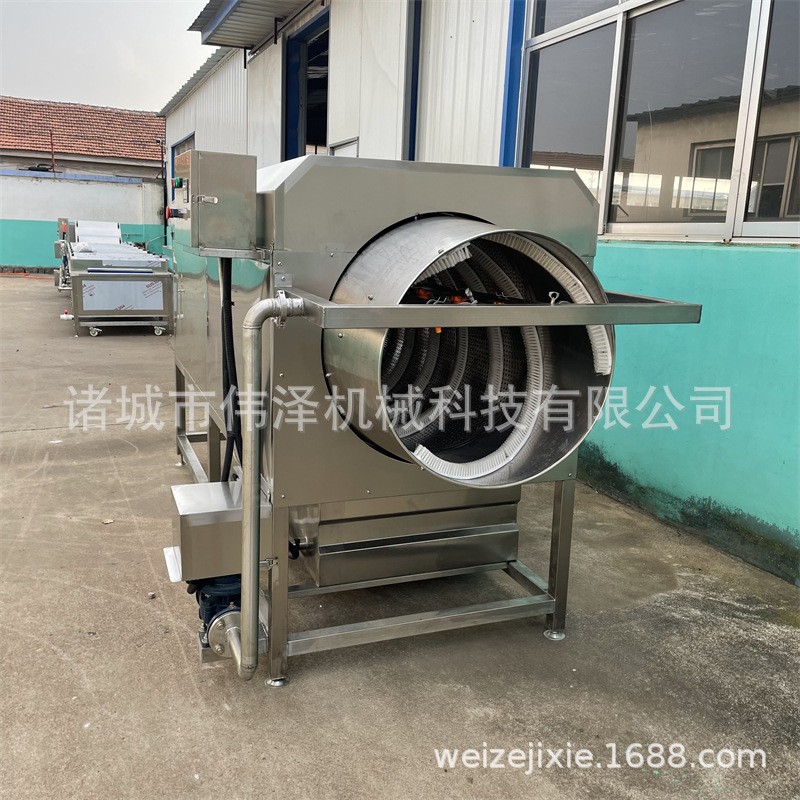 伟泽滚筒清洗机 蛤蜊清洗设备 中药材清洗流水线 纯304不锈钢制作图3