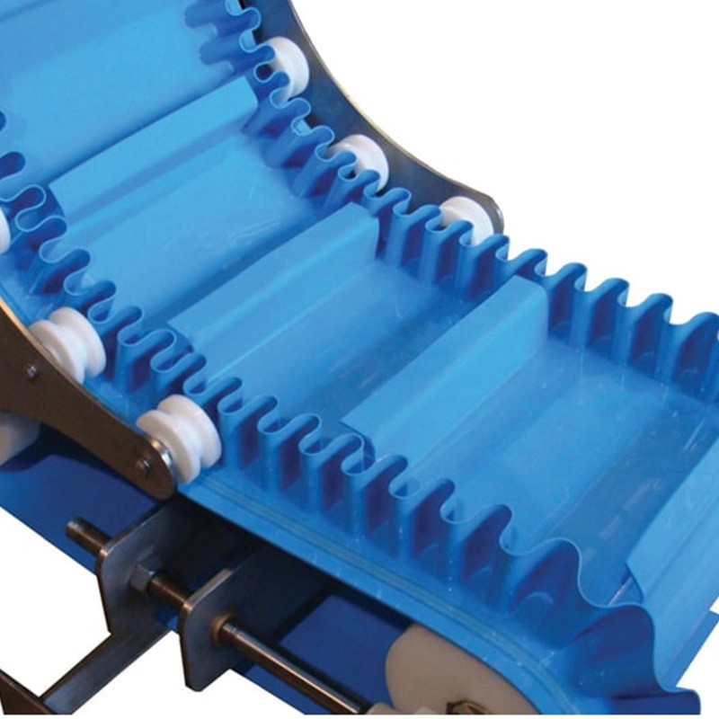 厂家供应食品级易洁带PU耐油直弯挡板传送带肉类海鲜输送带图3