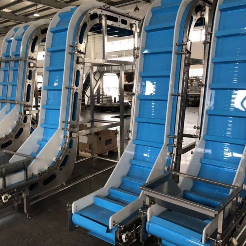 厂家供应食品级易洁带PU耐油直弯挡板传送带肉类海鲜输送带图4