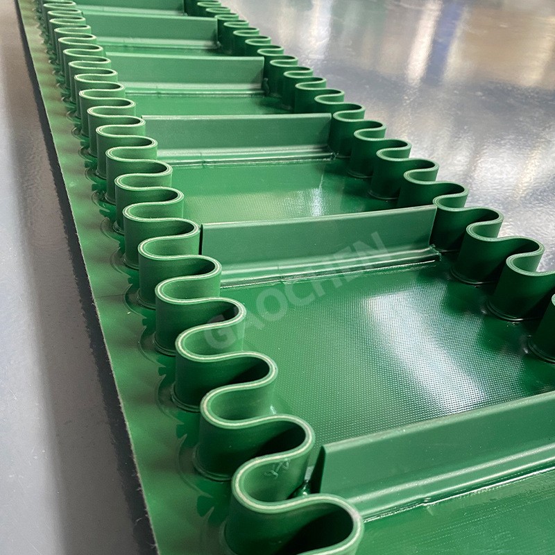 厂家供应 绿色PVC裙边挡板输送带 爬坡生物质颗粒提升机传送带图4