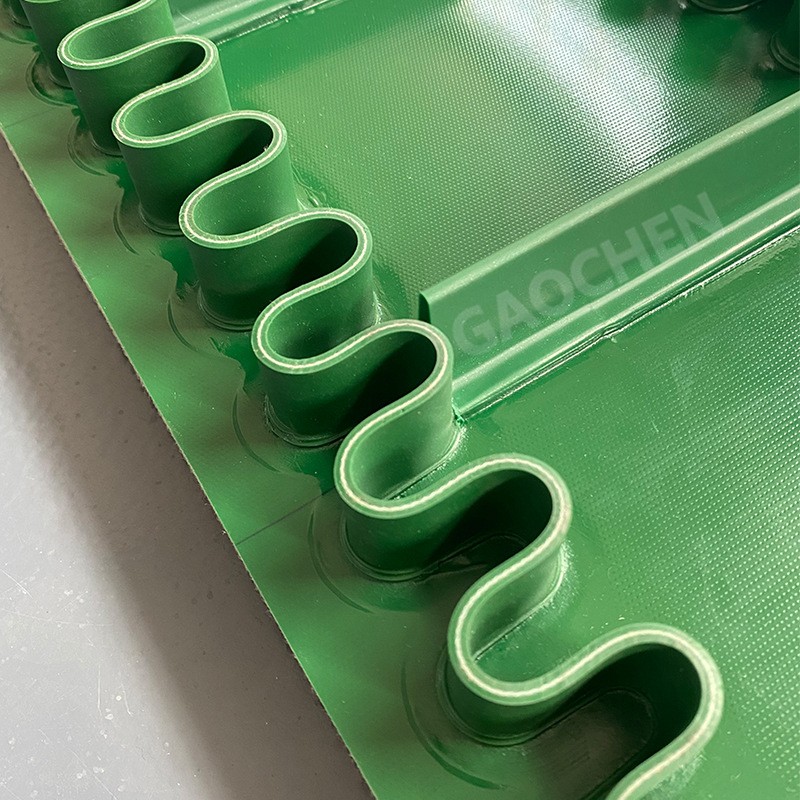 厂家供应 绿色PVC裙边挡板输送带 爬坡生物质颗粒提升机传送带图3