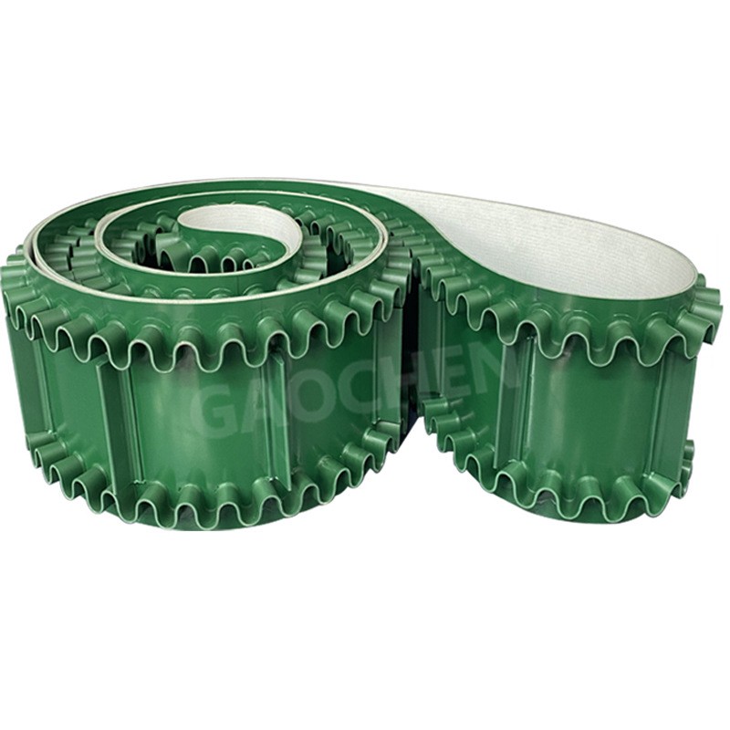 厂家供应 绿色PVC裙边挡板输送带 爬坡生物质颗粒提升机传送带图5