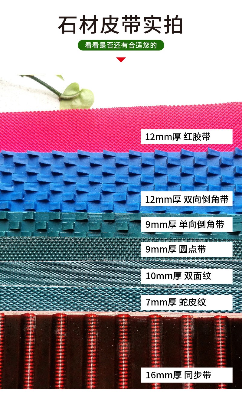 大理石蛇皮纹小圆点倒角带红胶带PVC输送带防滑耐磨耐切割传送带图2