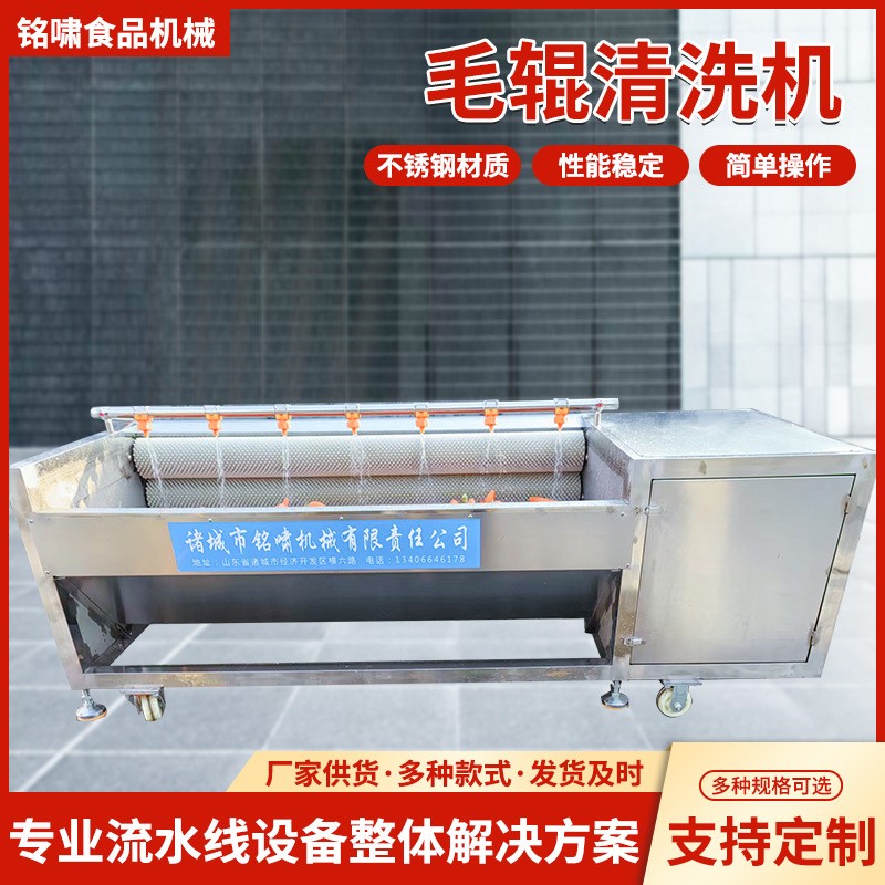 全自动毛辊清洗机不锈钢海虹海蛎子清洗机根茎类中药材清洗去泥机