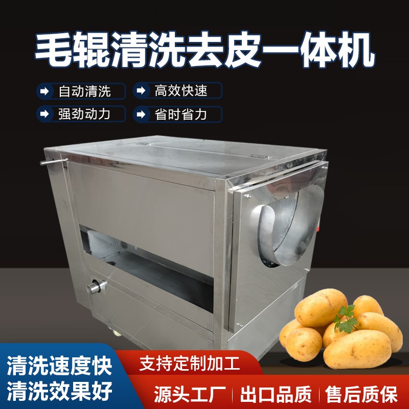 全不锈钢商用土豆去皮机清洗机莲藕清洗机电动土豆去皮清洗切丝机图2
