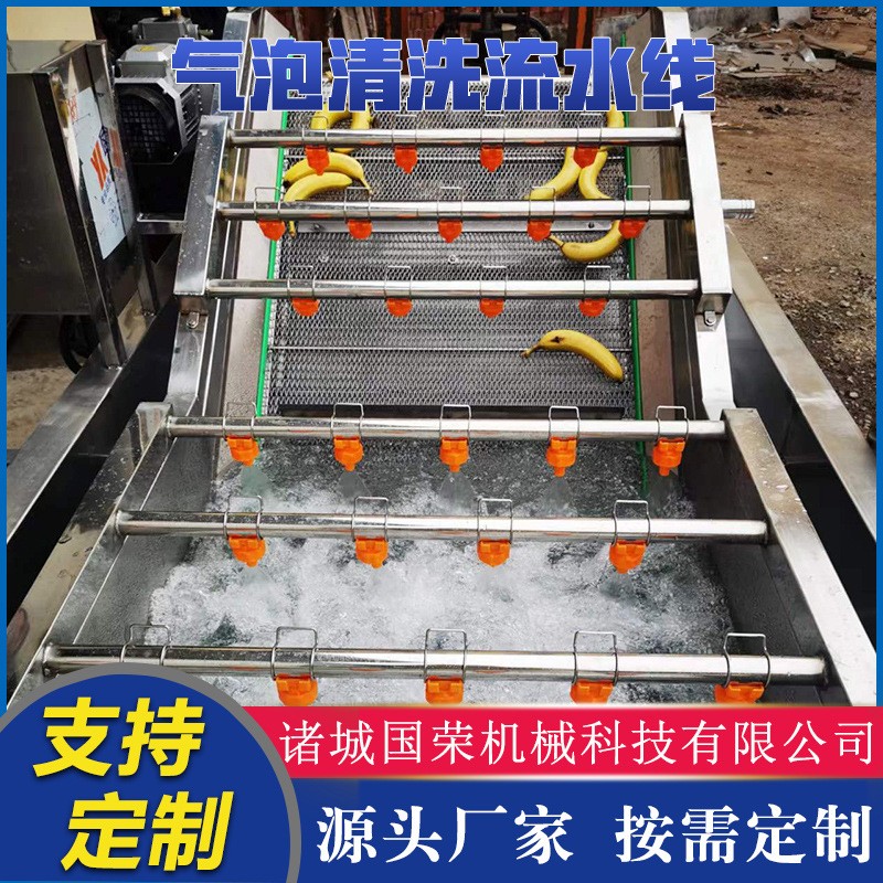商用草莓苹果橙子香蕉菠萝清洗机蔬菜叶菜清洗流水线风干流水线