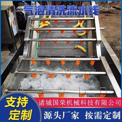 商用草莓苹果橙子香蕉菠萝清洗机蔬菜叶菜清洗流水线风干流水线