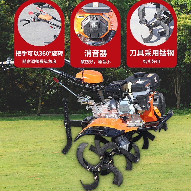 厂家出售直连微耕机小型农用170手扶汽油旋耕机 松土除草翻地机子图3