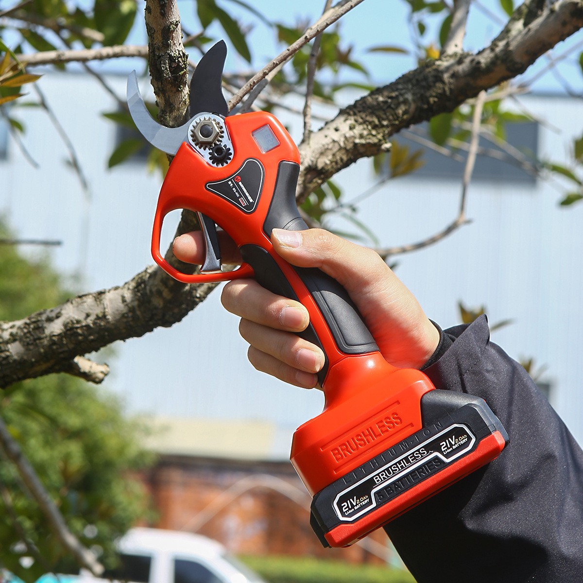 跨境外贸无刷锂电电动修枝剪粗枝剪电剪刀充电式锂电修枝剪