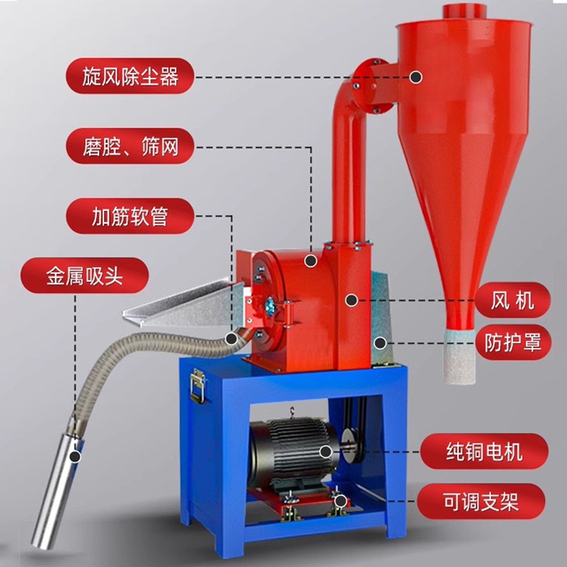 全自动自吸式玉米粉碎机无尘式药材黄豆五谷杂粮研磨机小型家用磨