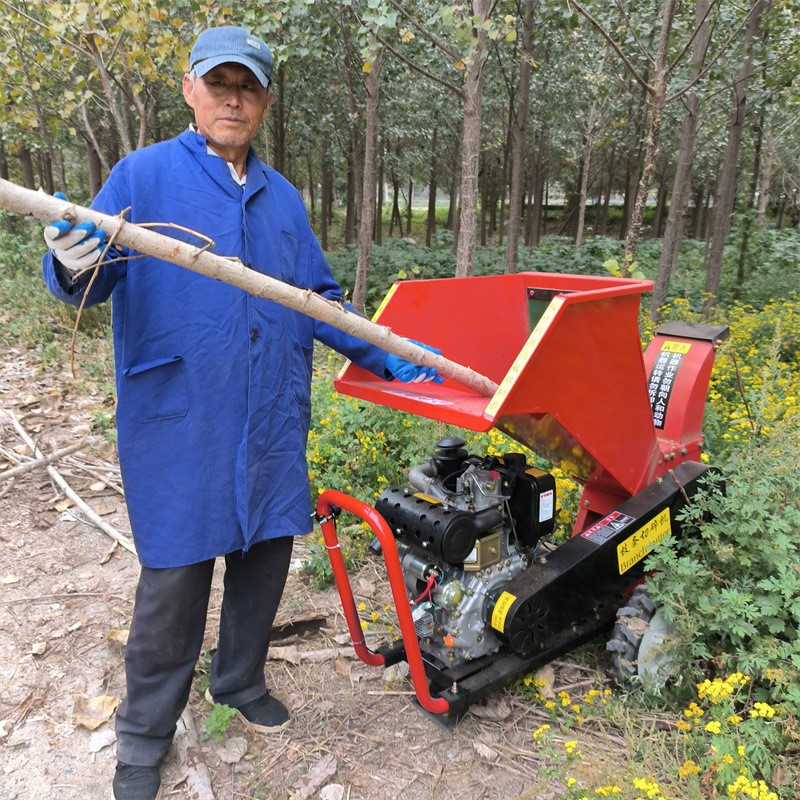 果园林树枝粉碎机小型树木枝条破碎机 柴油电启动园林碎枝机