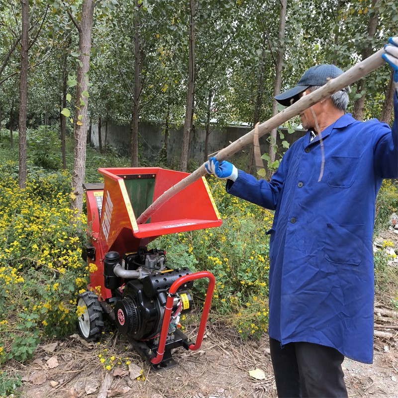 果园林树枝粉碎机小型树木枝条破碎机 柴油电启动园林碎枝机图4