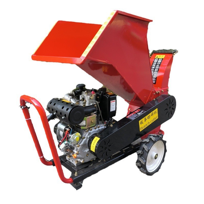 果园林树枝粉碎机小型树木枝条破碎机 柴油电启动园林碎枝机图5