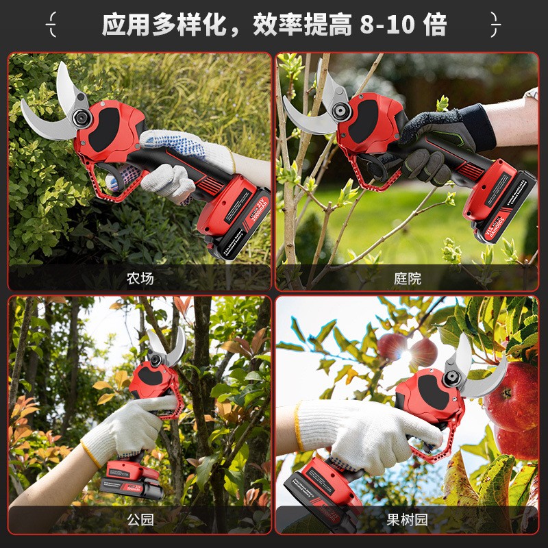 跨境电动修枝剪刀果树高枝园林无线树枝剪六档锂电修枝剪电剪刀图3