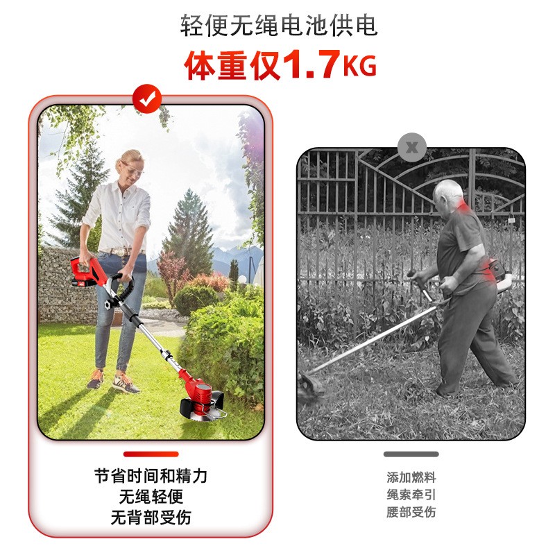除草机电动外贸无线强动力割草神器家用可折叠割草机伸缩杆打草机图4