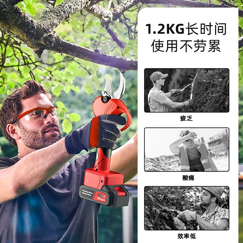 延长杆修枝剪园林电动剪刀显示屏三挡调节充电式锂电无刷修枝剪图3